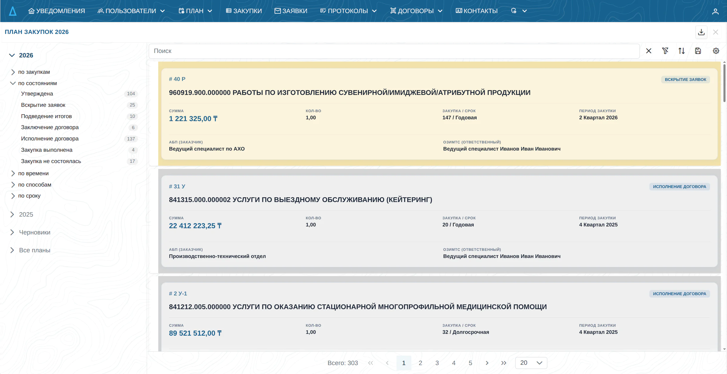 Интерактивный реестр плана закупок DOC-V — контроль лимитов и периодов в реальном времени